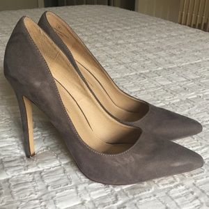 Grayish Blue Faux Suede Pumps